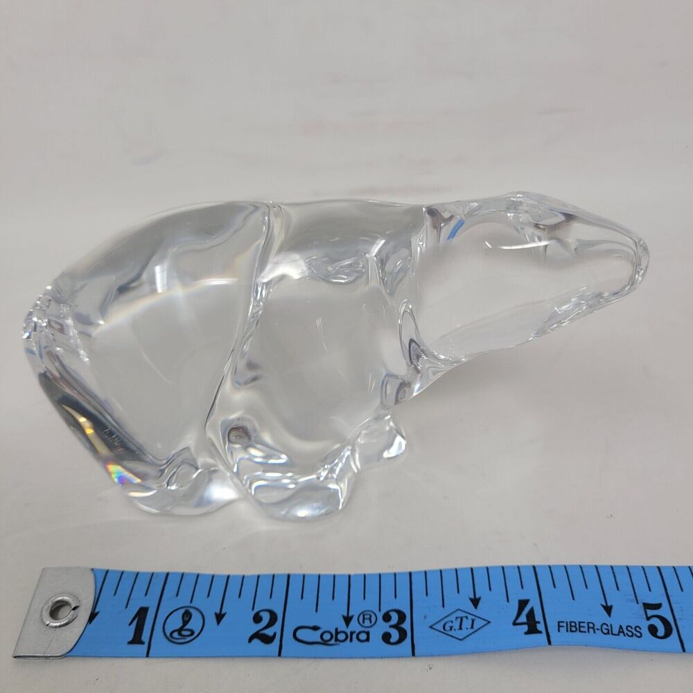 HADELAND Glassverk Norway Crystal Polar Bear Figurine Signed Art Glass 5" Obama